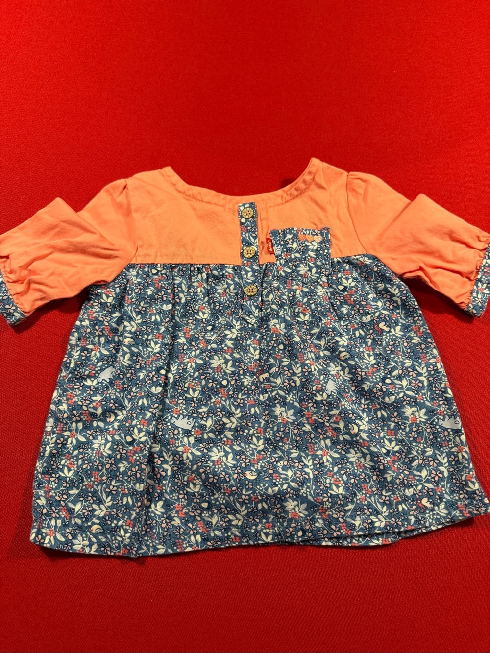 Levi’s Coral and Blue Floral Peasant Top - toddler girl 12 months